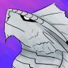 Headshot image of a scaled silver dragon with a wedge-shaped head, a crest down the center of its forehead, large ear frills, and swept back horns.